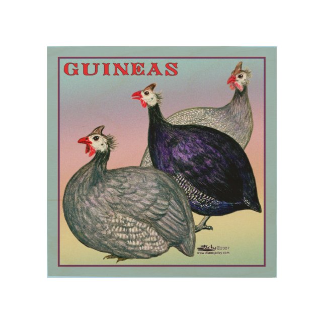 Guineas Three Fowl Wood Wall Decor (Front)