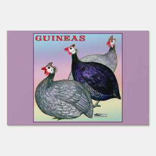 Guineas Three Fowl Yard Sign
