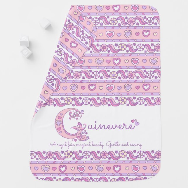 Guinevere name meaning hearts purple baby blanket (In Situ)