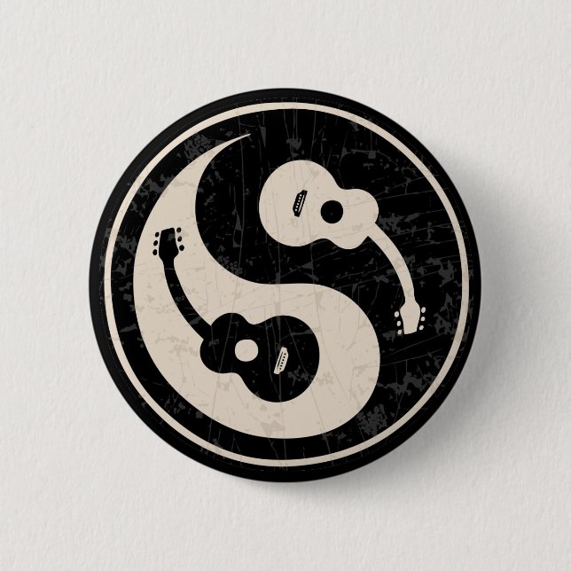 guit-yang1-blk-tan-T Pinback Button (Front)