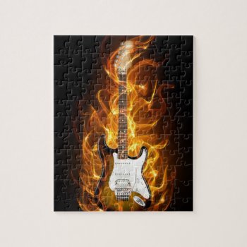 Guitair Flames Jigsaw Puzzle by mitmoo3 at Zazzle
