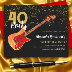 Guitar 40th Birthday Party Gold Glitter Budget