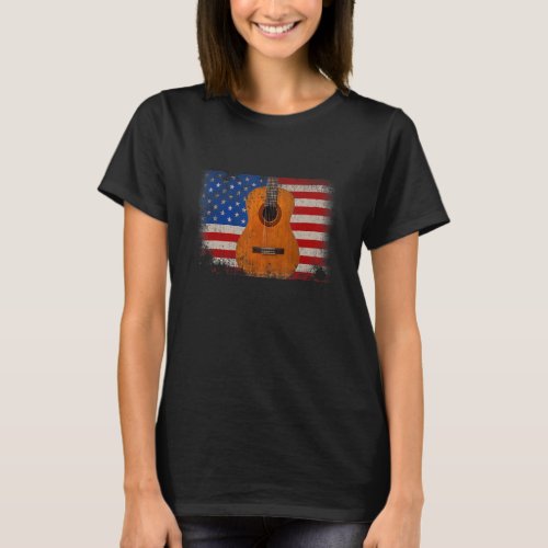 Guitar 4th of July American Flag USA Country Music T_Shirt