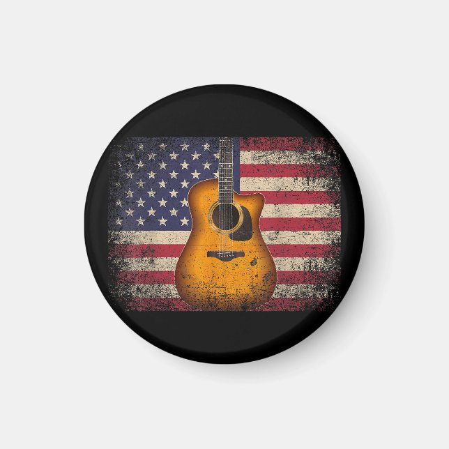 Guitar 4th of July Gift American Flag USA - Countr Magnet (Front)