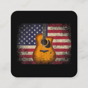 Guitar 4th of July Gift American Flag USA - Countr Square Business Card