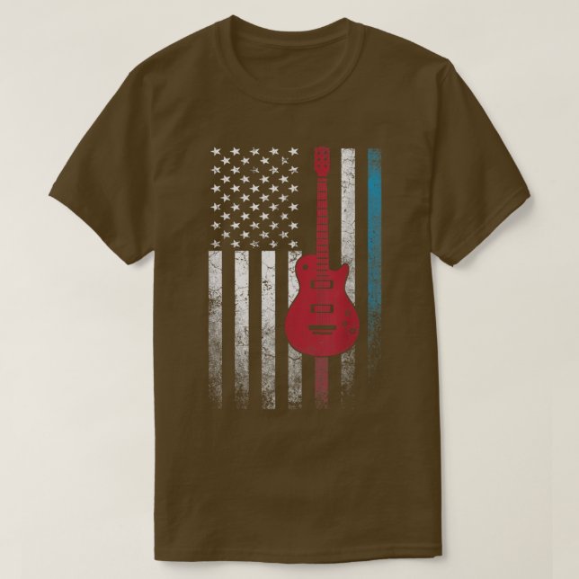 Guitar 4th of July Gift American Flag USACountry M T-Shirt (Design Front)