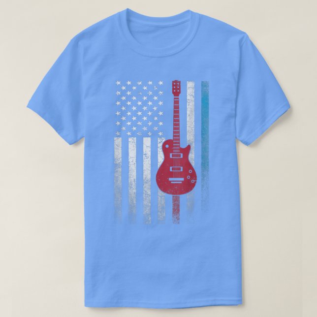 Guitar 4th of July Gift American Flag USACountry M T-Shirt (Design Front)