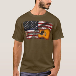 Guitar 4th of July Gifts American Flag USA  Countr T-Shirt