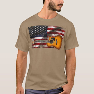 Guitar 4th of July Gifts American Flag USACountry  T-Shirt