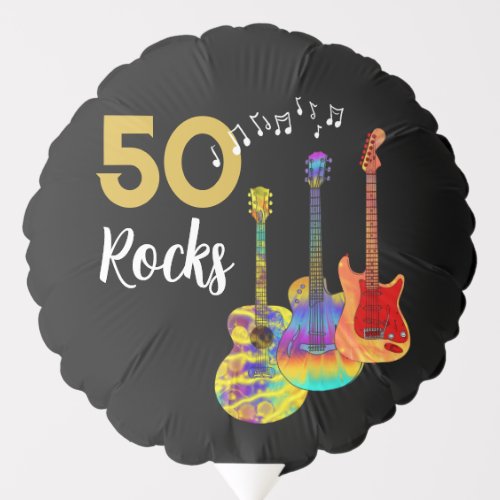 Guitar 50th birthday party 50 rocks balloon