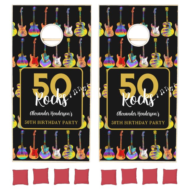 Guitar 50th Birthday Party  Cornhole Set (Set)