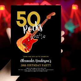 Guitar 50th Birthday Party for Him Invitation
