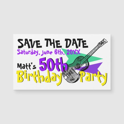 Guitar 50th Birthday Party Save the date Magnetic