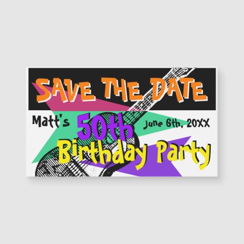 Guitar 50th Birthday Party Save the date Magnetic2