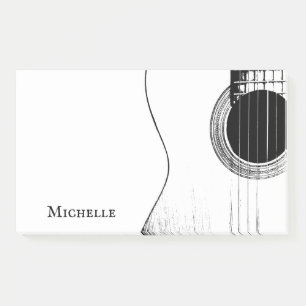 Guitar Abstract Black White Post-it Notes