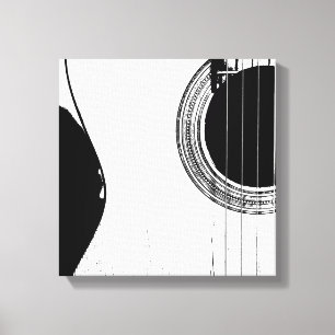 Guitar Abstract Modern Black and White Canvas Print