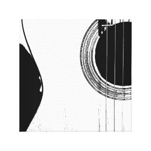 Guitar Abstract Modern Black and White Canvas Print