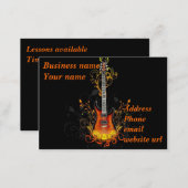 Guitar Abstract on Black Business Card (Front/Back)