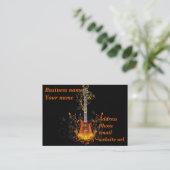 Guitar Abstract on Black Business Card (Standing Front)