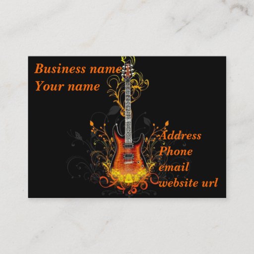 Customizable Guitar Abstract on Black Business Card