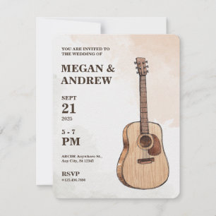 Guitar Acoustic art wedding Invitation