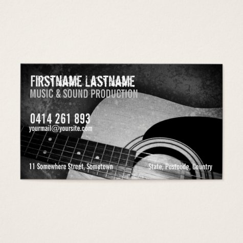 Guitar Acoustic Grunge Music Business card