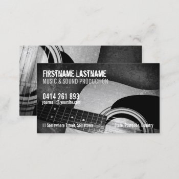 Guitar Acoustic Grunge Music Business Card by onlinecards at Zazzle