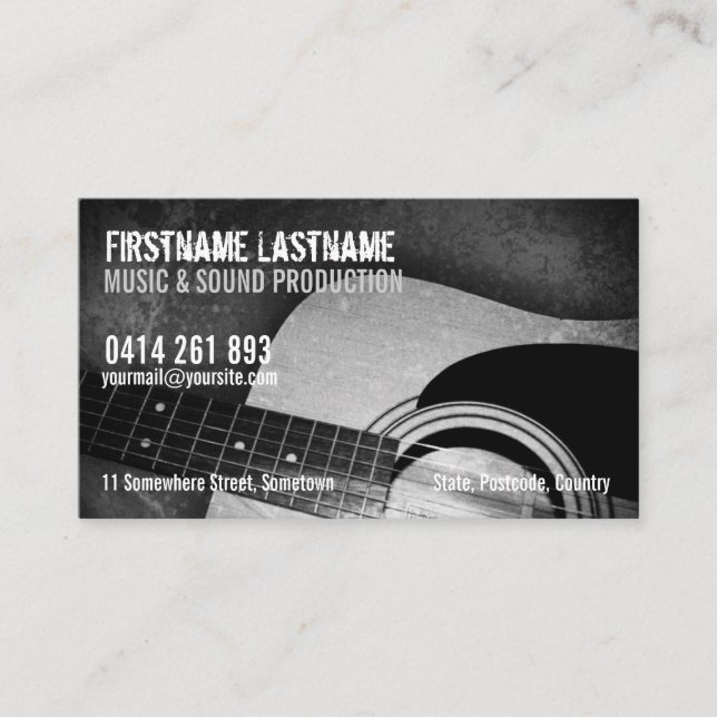 Guitar Acoustic Grunge Music Business card (Front)