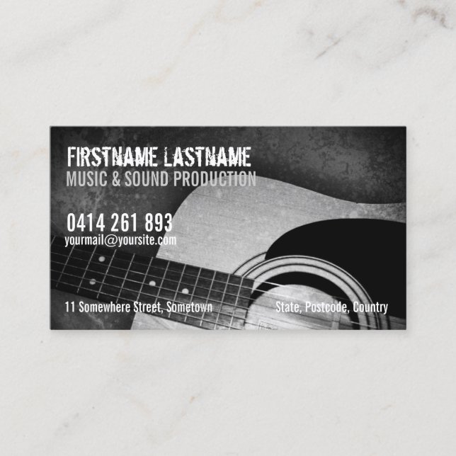 Guitar Acoustic Grunge Music Business card (Front)