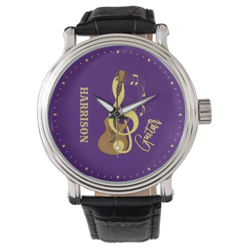 Guitar Acoustic Music Notes Personalized Watch