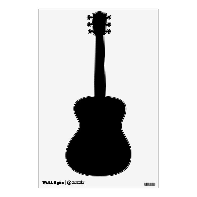 guitar acoustic silhouette black wall decal (Front)