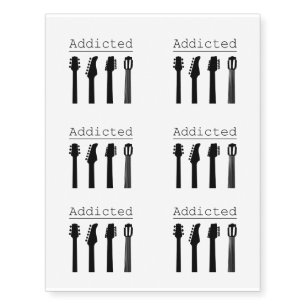 Guitar addicted temporary tattoos