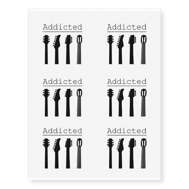 Guitar addicted temporary tattoos (Front)