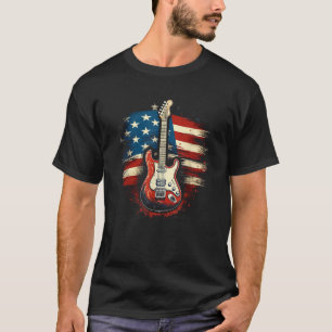 Guitar American Flag USA Country Music 4th of July T-Shirt