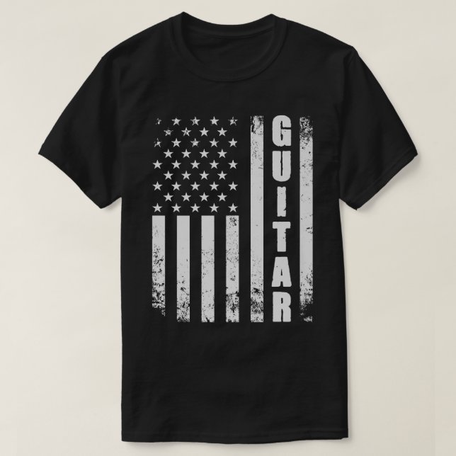 Guitar American Flag Usa Country Music Guitar Play T-Shirt (Design Front)