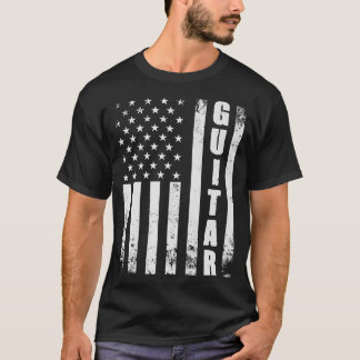 Guitar American Flag Usa Country Music Guitar Play T-Shirt