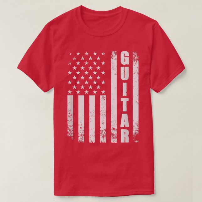 Guitar American Flag Usa Country Music Guitar Play T-Shirt (Design Front)