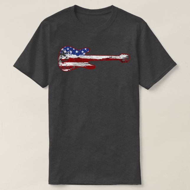 Guitar American Flag Vintage 2 T-Shirt (Design Front)