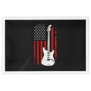 Guitar American US Flag Music Player Electric Guit Acrylic Tray