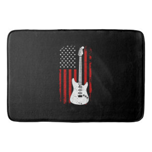 Guitar American US Flag Music Player Electric Guit Bath Mat