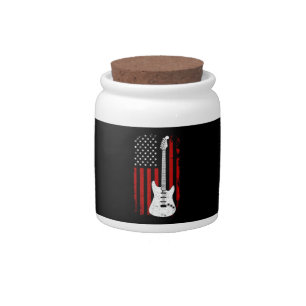 Guitar American US Flag Music Player Electric Guit Candy Jar