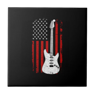 Guitar American US Flag Music Player Electric Guit Ceramic Tile