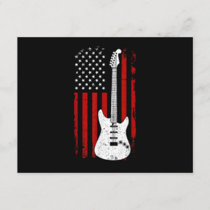 Guitar American US Flag Music Player Electric Guit Enclosure Card