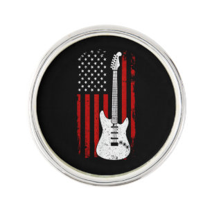 Guitar American US Flag Music Player Electric Guit Lapel Pin