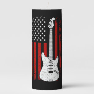 Guitar American US Flag Music Player Electric Guit Pillar Candle