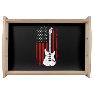 Guitar American US Flag Music Player Electric Guit Serving Tray
