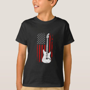 Guitar American US Flag Music Player Electric Guit T-Shirt