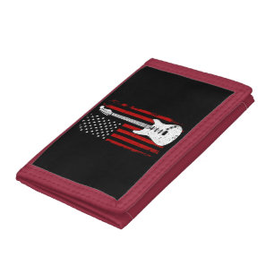Guitar American US Flag Music Player Electric Guit Tri-fold Wallet