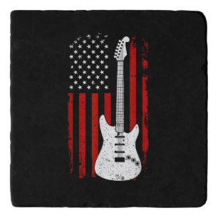 Guitar American US Flag Music Player Electric Guit Trivet