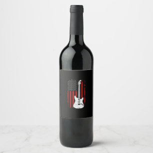 Guitar American US Flag Music Player Electric Guit Wine Label
